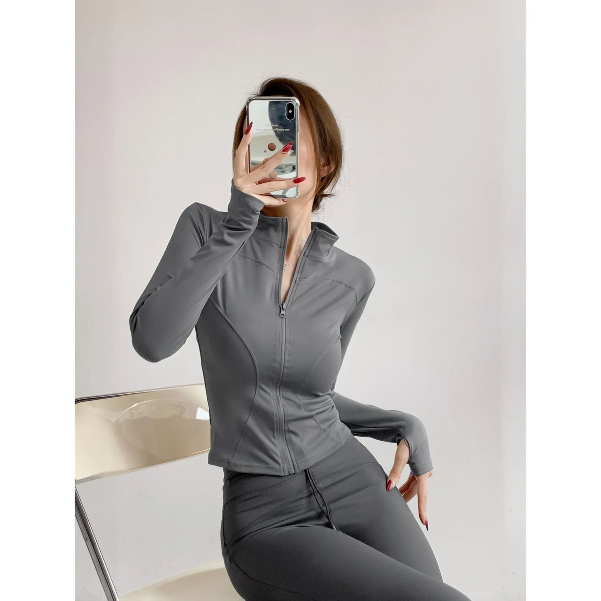 Sun Quick Drying Sports Coat Women's Tight Top Yoga Jacket Long