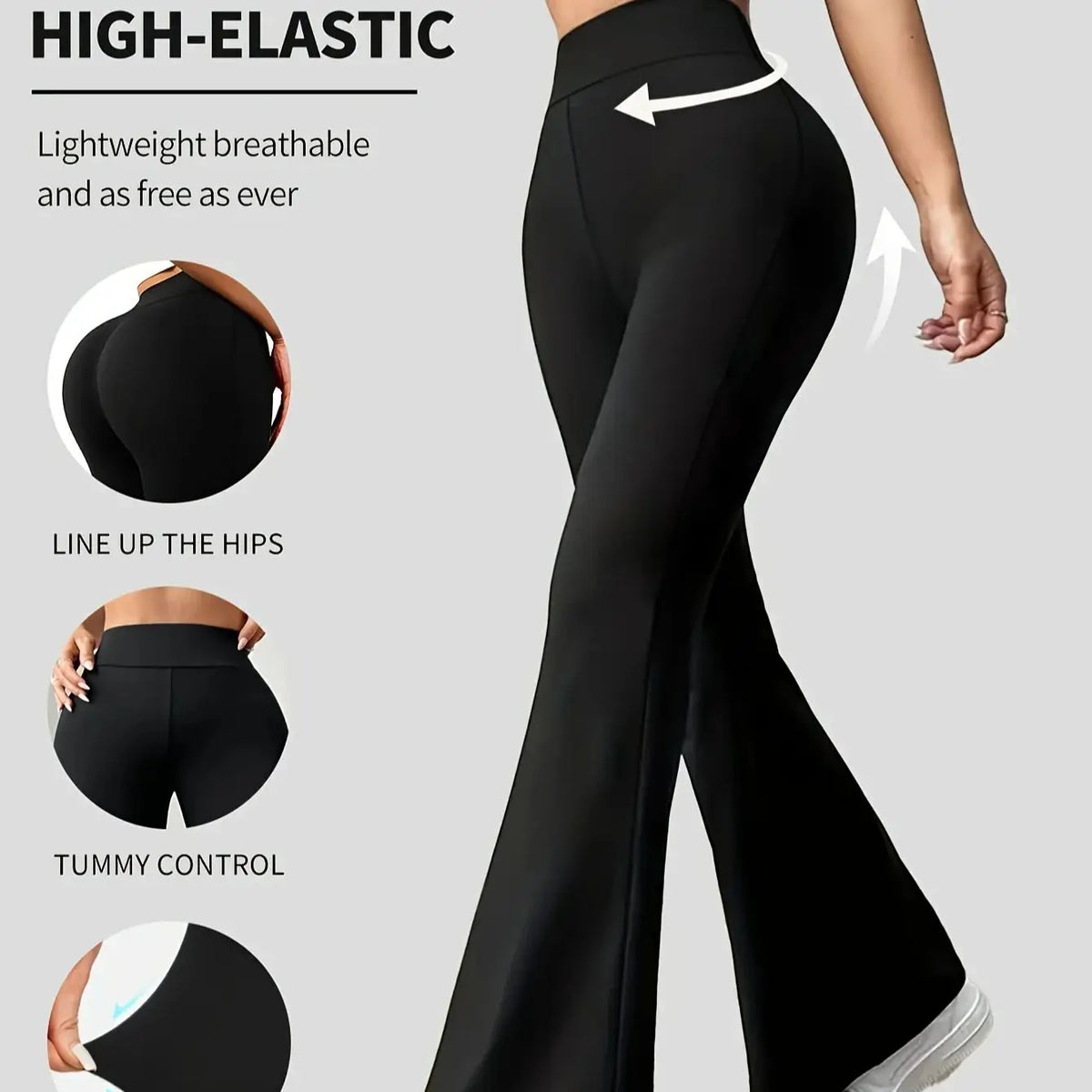 Versatile Commute Casual Stretchy Flare Pants, High-Waisted Tummy
