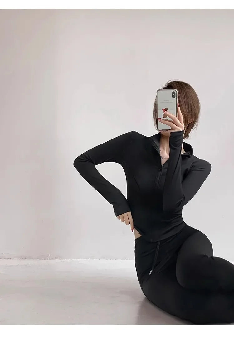 Sun Quick Drying Sports Coat Women's Tight Top Yoga Jacket Long