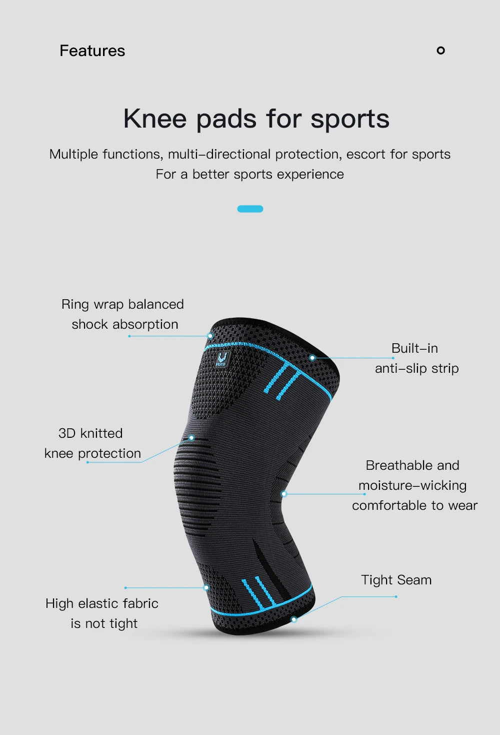 Compression Knee Support Sleeve Elastic Breathable Knee Pads