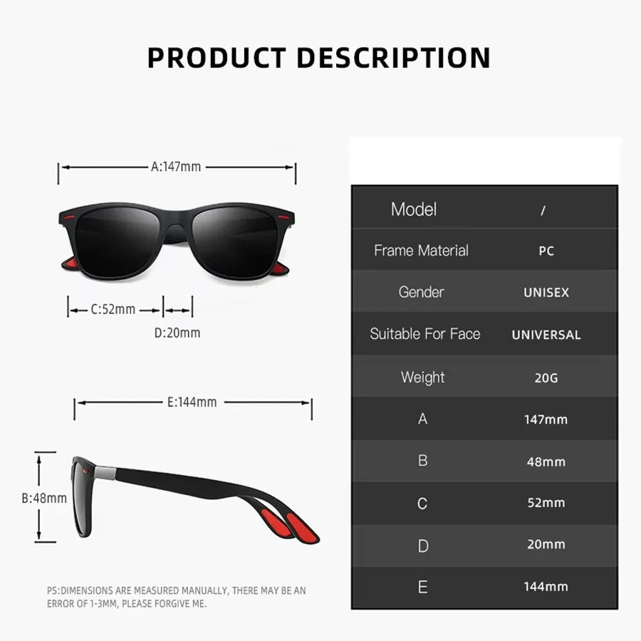 Fashion Vintage Square Unisex Driving Fishing Sunglasses Men Women