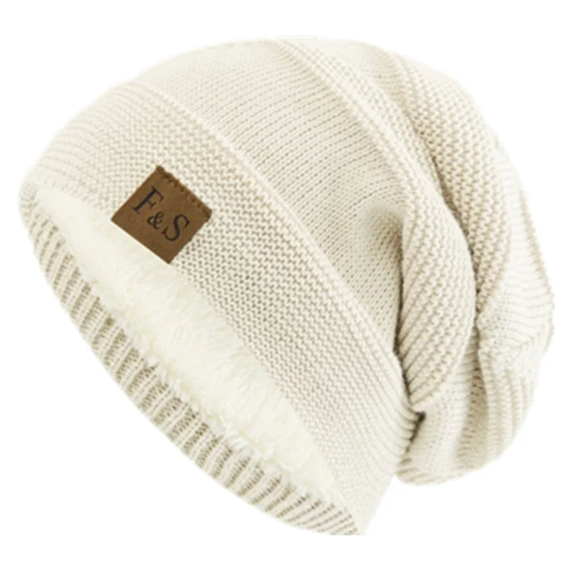 New Unisex Slouchy Winter Hats Add Fur Lined Men And Women Warm Beanie Cap