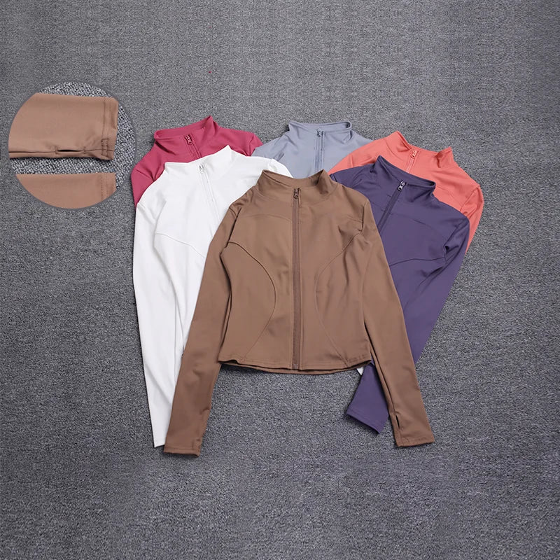 Women Sport Jacket Long Sleeve Shirt Workout Coat Gym