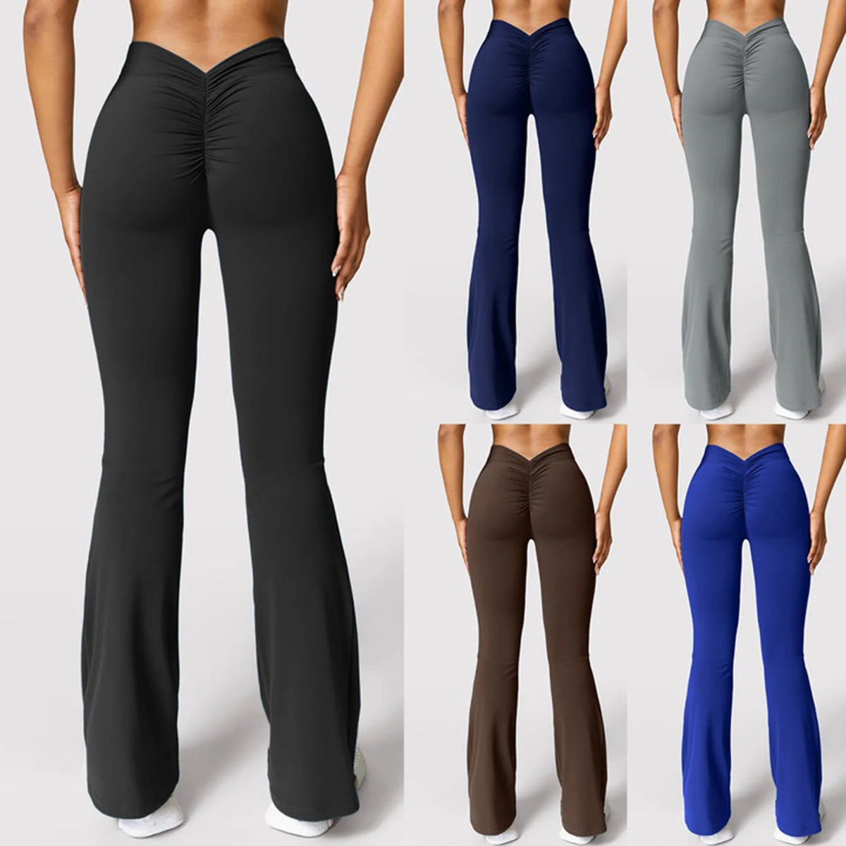Micro Horn Leggings Women V-back Waist Sports Pants High Waist Push Up