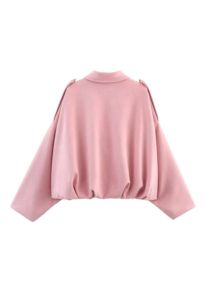 Women Suede Bomber Jacket Spring New Fashion Long Sleeve Zipper