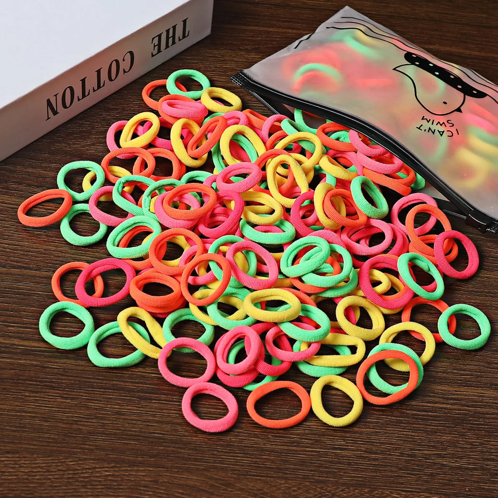 50/100Pcs Colorful Nylon Hair Bands for Children Scrunchie Hair Ties Rubber