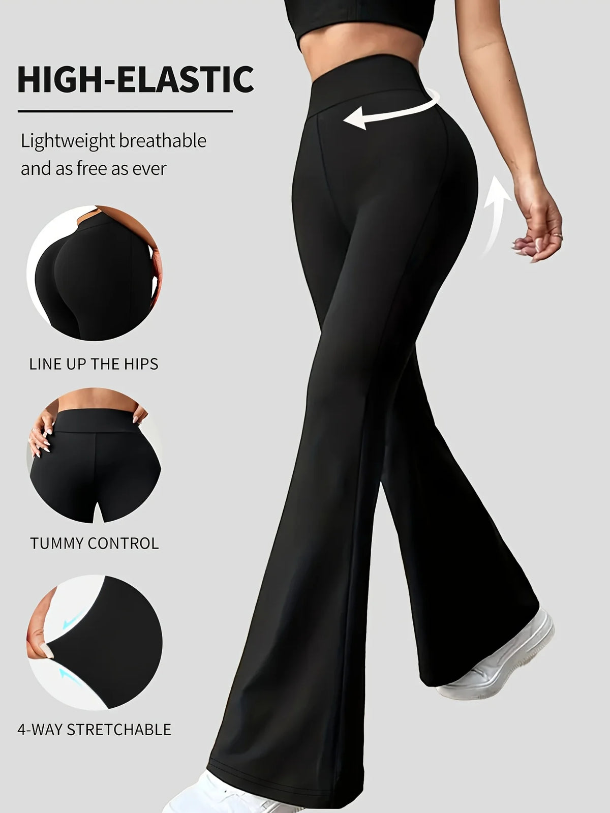 Versatile Commute Casual Stretchy Flare Pants, High-Waisted Tummy
