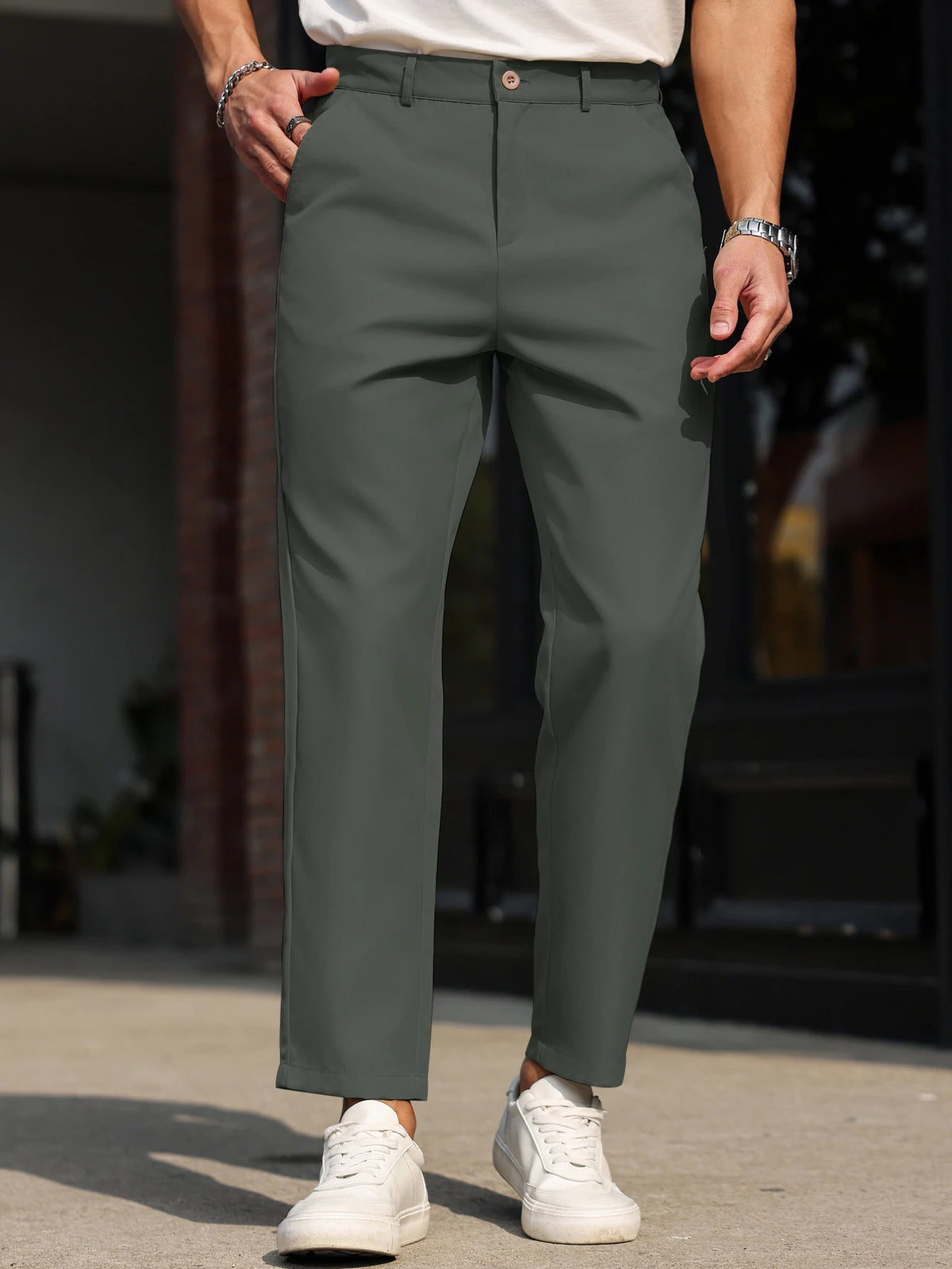 Men's Slim Fit Straight Leg Multicolor Solid Color