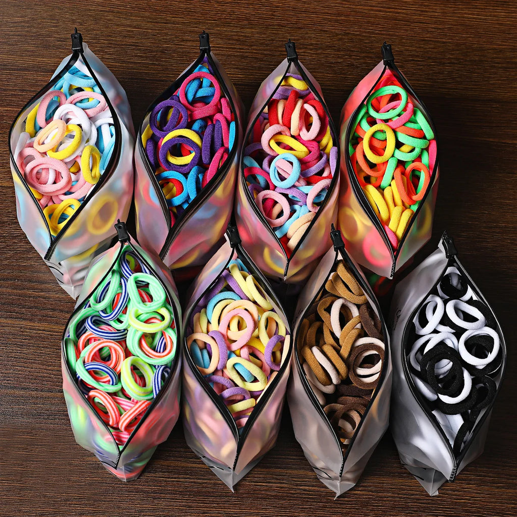 50/100Pcs Colorful Nylon Hair Bands for Children Scrunchie Hair Ties Rubber