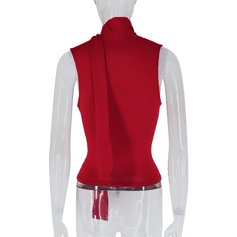 Women's Sexy Sleeveless V-Neck Solid Tank Top Fashion Bandage