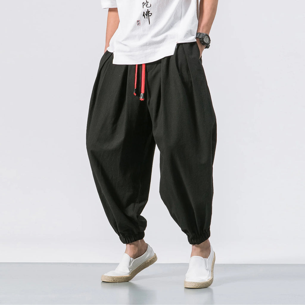 Spring Men Loose Harem Pants Chinese Linen