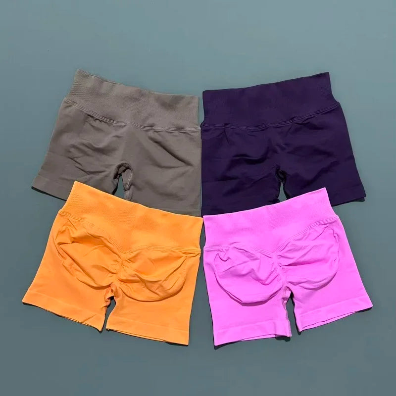 Women Yoga Shorts Seamless Low Waist Scrunch Bum Gym Leggings Workout Stretch