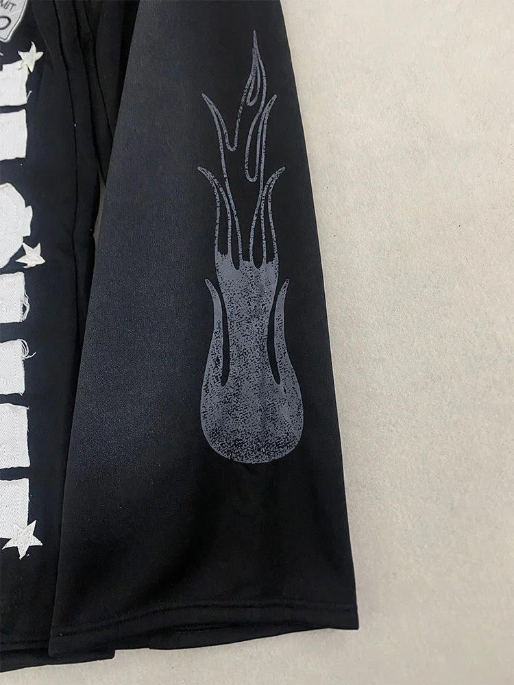 Autumn and winter Fashion High Street Ins Fashion Loose Straight Emboidered Printed Casual Pants