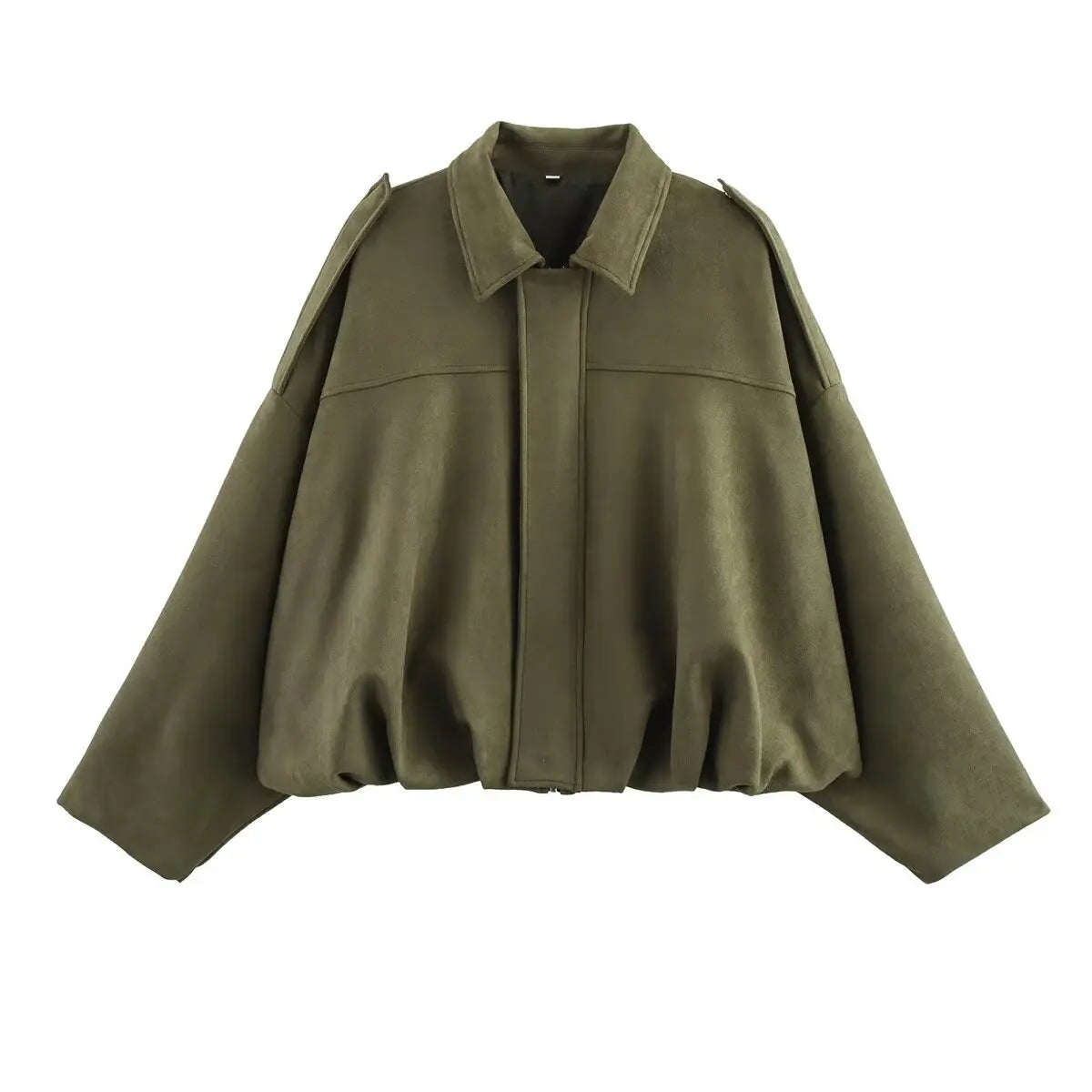 Women Suede Bomber Jacket Spring New Fashion Long Sleeve Zipper