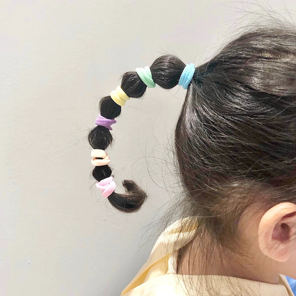 50/100Pcs Colorful Nylon Hair Bands for Children Scrunchie Hair Ties Rubber