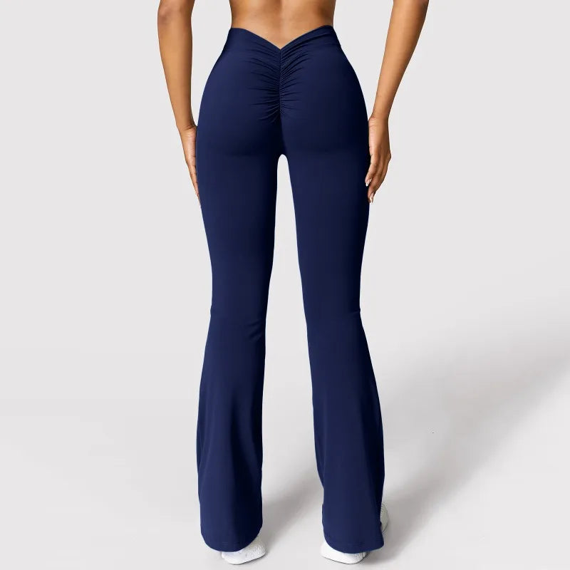 Micro Horn Leggings Women V-back Waist Sports Pants High Waist Push Up