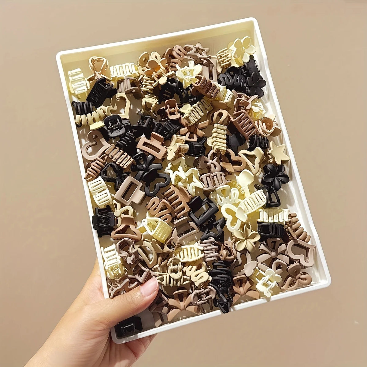 Beige Mixed Pack Small Clips, Cute Girl Accessories - Perfect for Daily Use, Special Occasions, or Travel Gifts