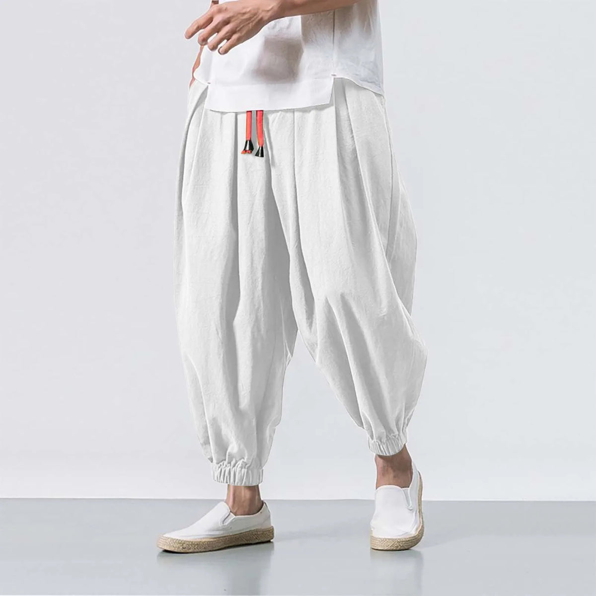 Spring Men Loose Harem Pants Chinese Linen