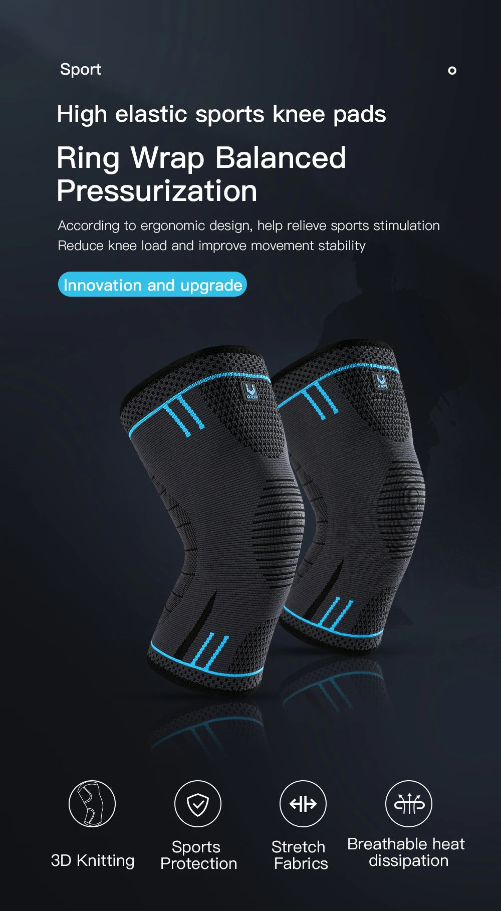 Compression Knee Support Sleeve Elastic Breathable Knee Pads