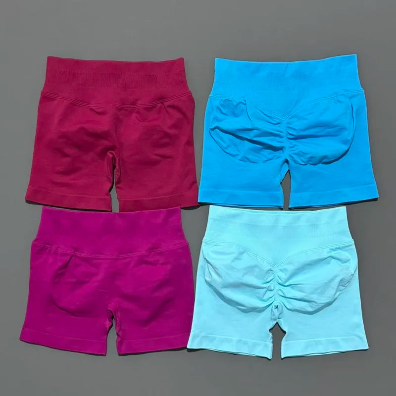 Women Yoga Shorts Seamless Low Waist Scrunch Bum Gym Leggings Workout Stretch