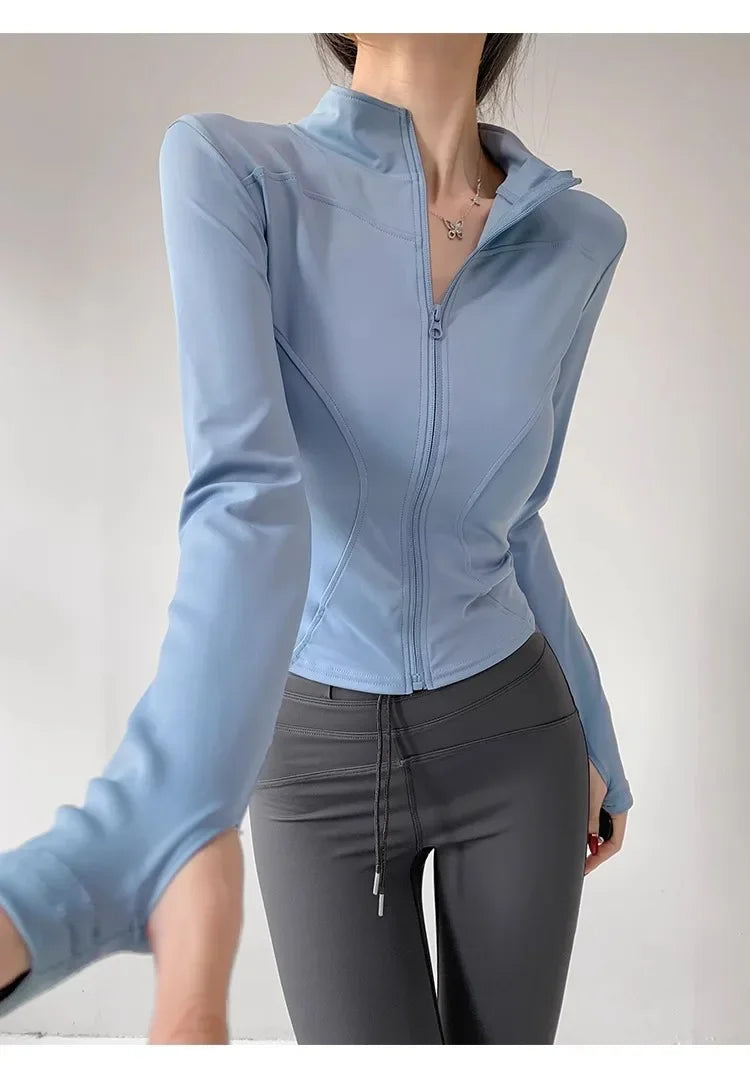 Sun Quick Drying Sports Coat Women's Tight Top Yoga Jacket Long