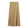 Black Satin skirt Woman High Waist