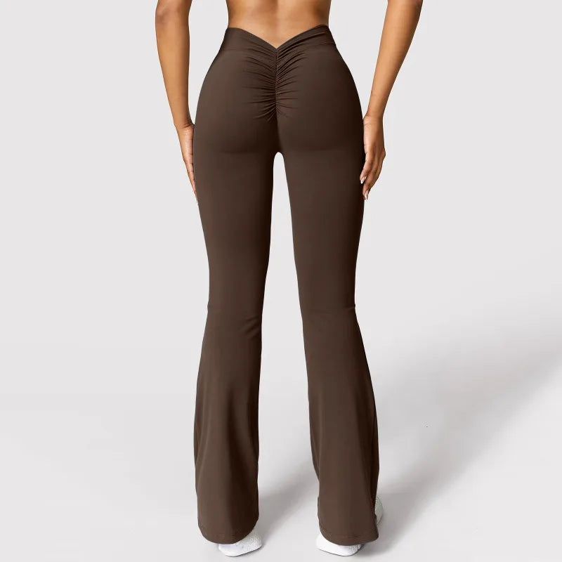 Micro Horn Leggings Women V-back Waist Sports Pants High Waist Push Up