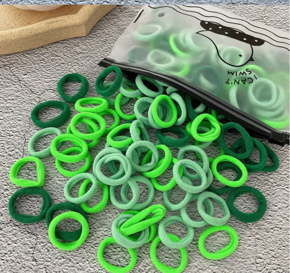 50/100Pcs Colorful Nylon Hair Bands for Children Scrunchie Hair Ties Rubber