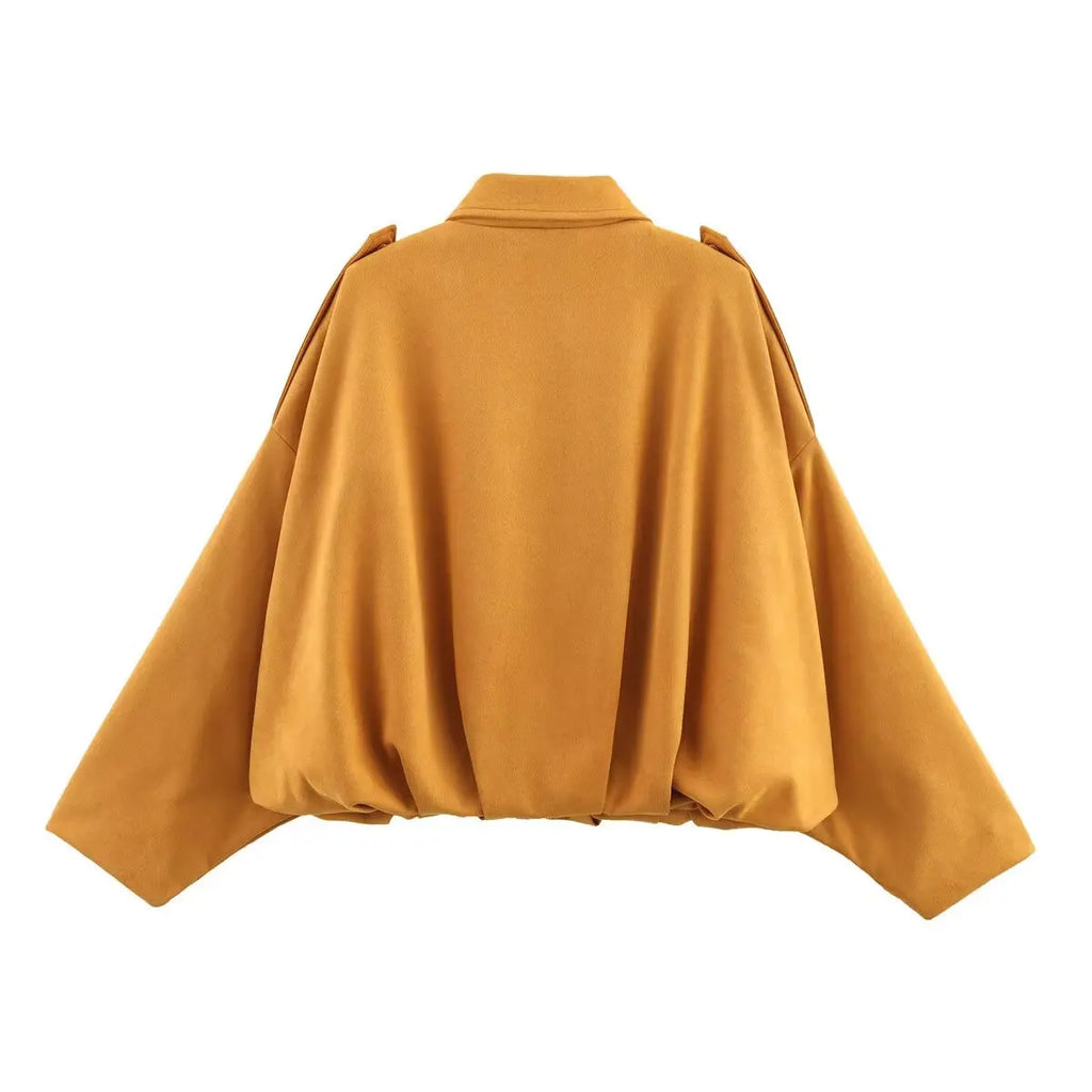 Women Suede Bomber Jacket Spring New Fashion Long Sleeve Zipper