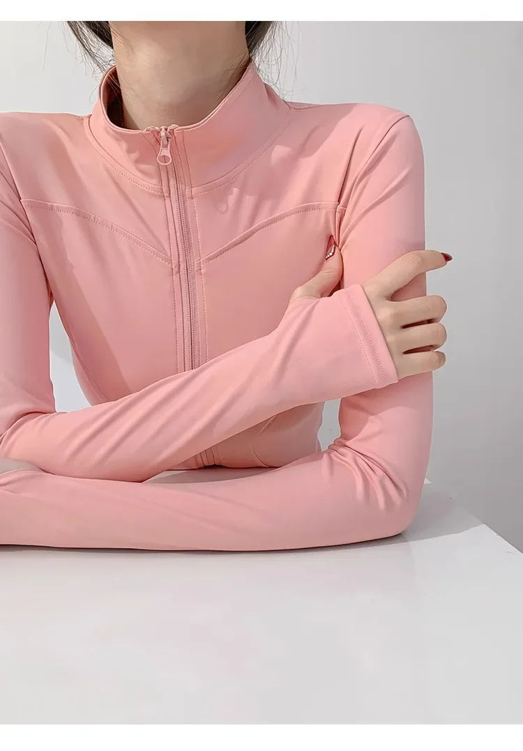 Sun Quick Drying Sports Coat Women's Tight Top Yoga Jacket Long