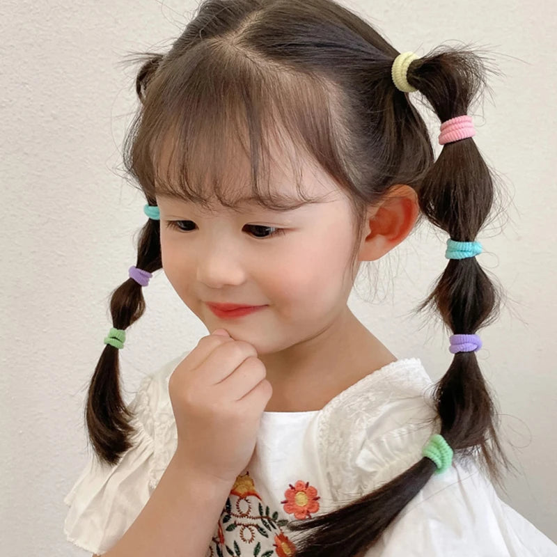 50/100Pcs Colorful Nylon Hair Bands for Children Scrunchie Hair Ties Rubber