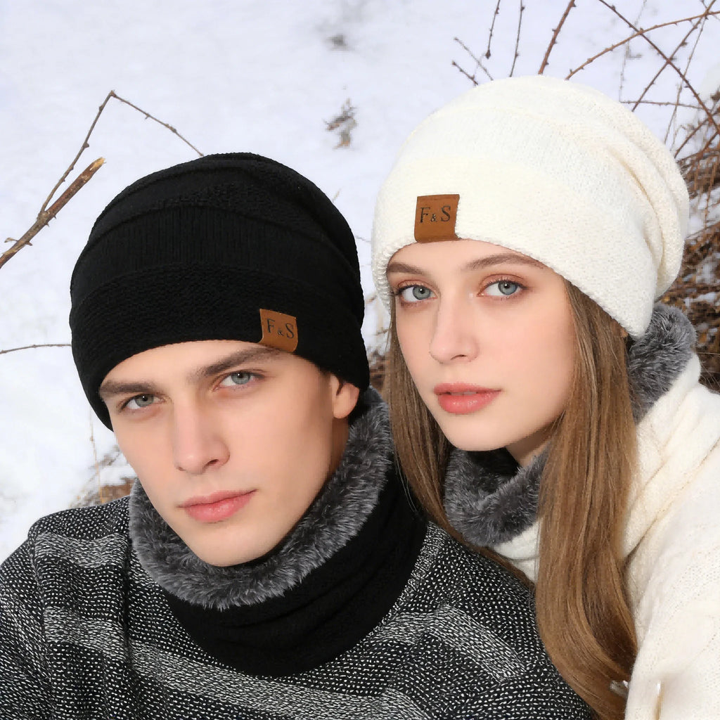 New Unisex Slouchy Winter Hats Add Fur Lined Men And Women Warm Beanie Cap