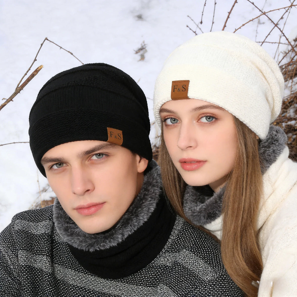 New Unisex Slouchy Winter Hats Add Fur Lined Men And Women Warm Beanie Cap