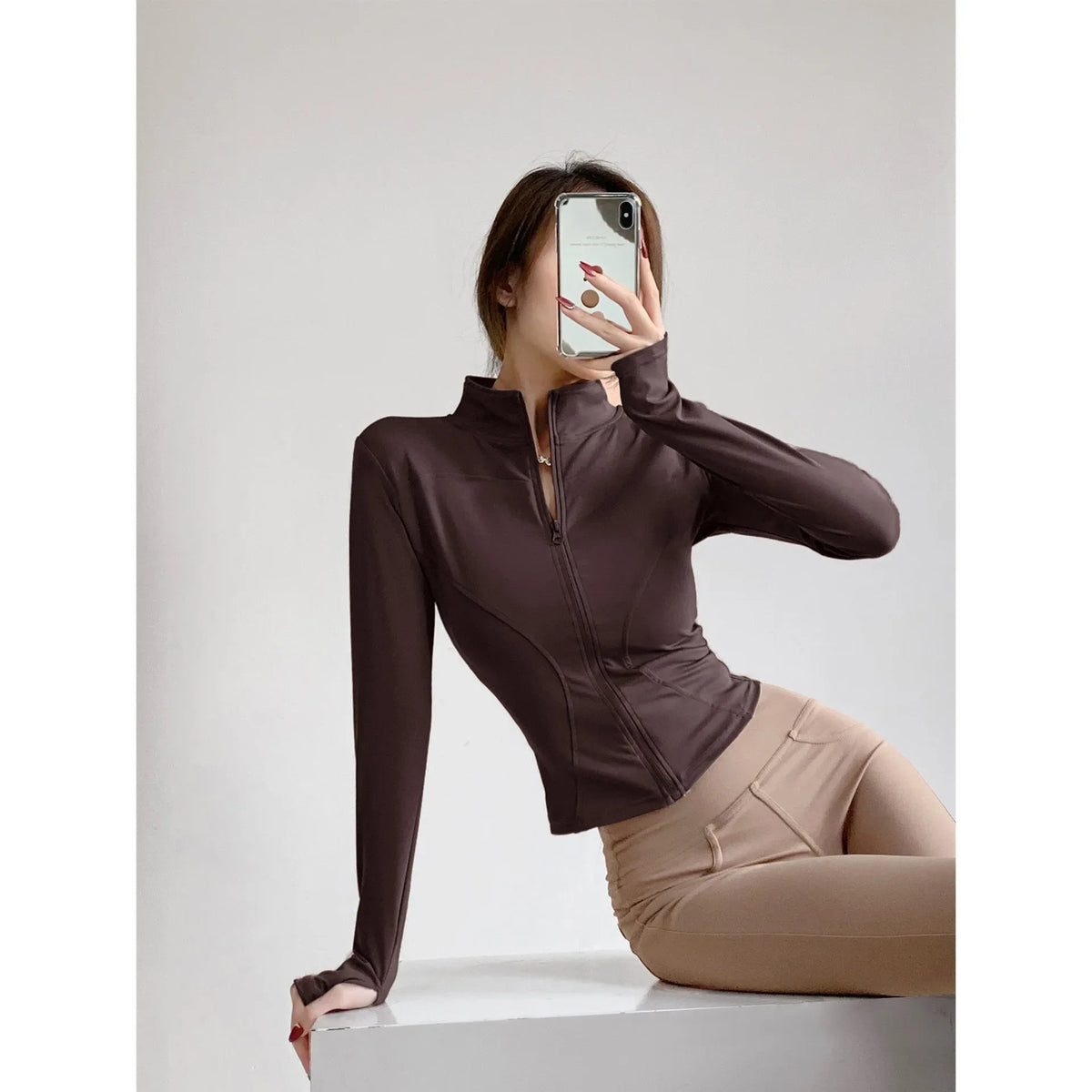 Sun Quick Drying Sports Coat Women's Tight Top Yoga Jacket Long