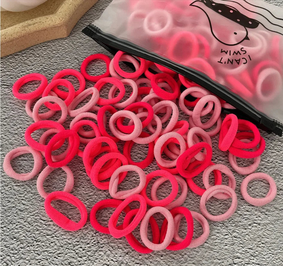 50/100Pcs Colorful Nylon Hair Bands for Children Scrunchie Hair Ties Rubber