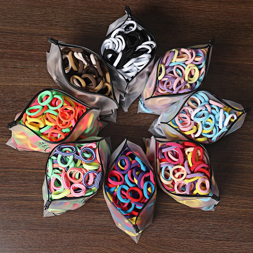 50/100Pcs Colorful Nylon Hair Bands for Children Scrunchie Hair Ties Rubber