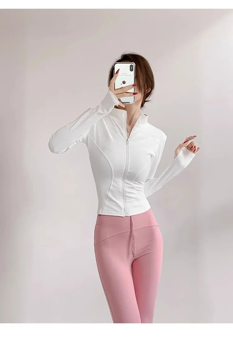 Sun Quick Drying Sports Coat Women's Tight Top Yoga Jacket Long