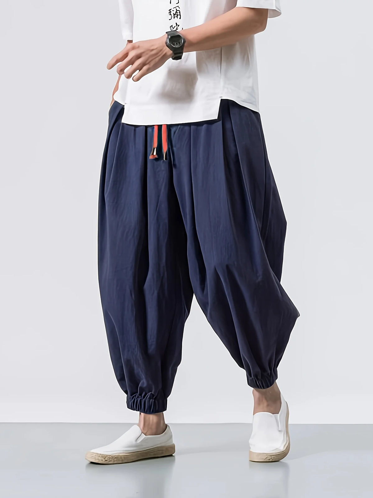 Spring Men Loose Harem Pants Chinese Linen