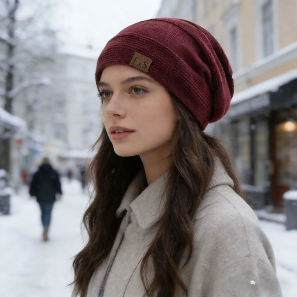 New Unisex Slouchy Winter Hats Add Fur Lined Men And Women Warm Beanie Cap