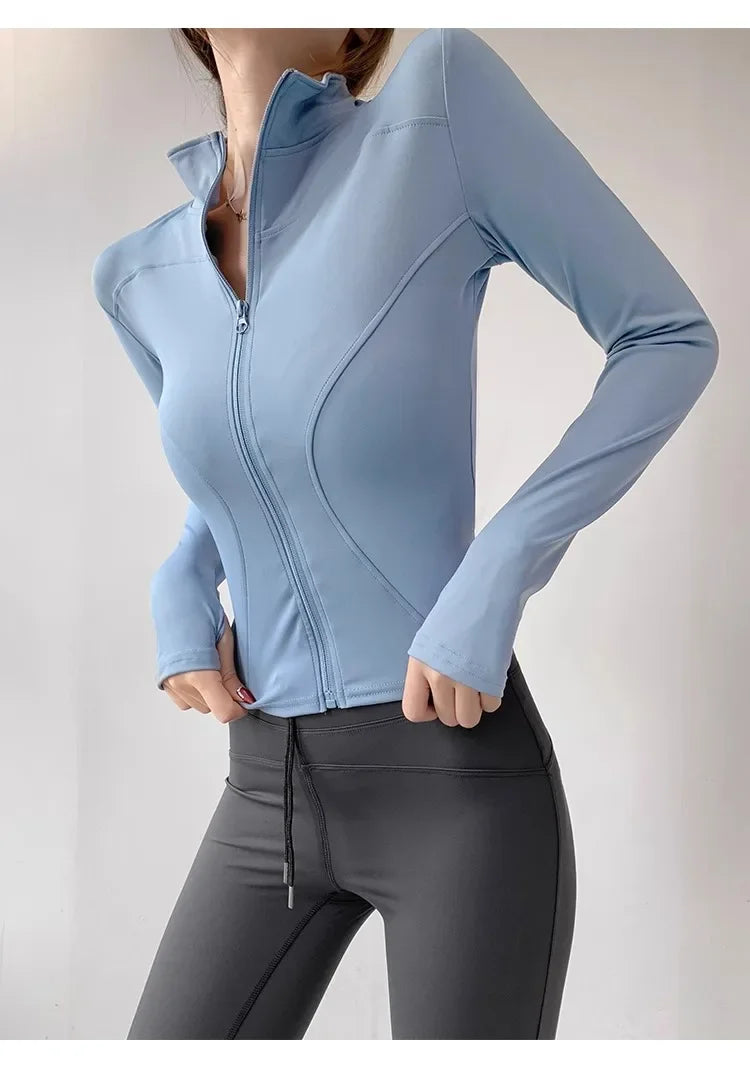 Sun Quick Drying Sports Coat Women's Tight Top Yoga Jacket Long