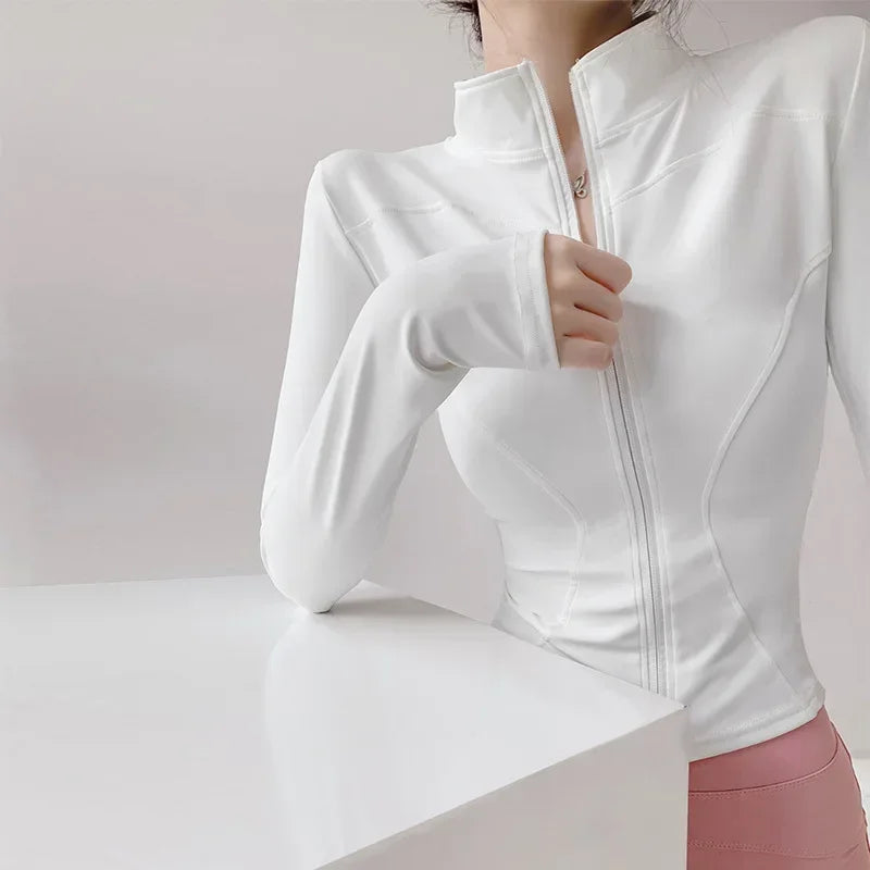 Sun Quick Drying Sports Coat Women's Tight Top Yoga Jacket Long