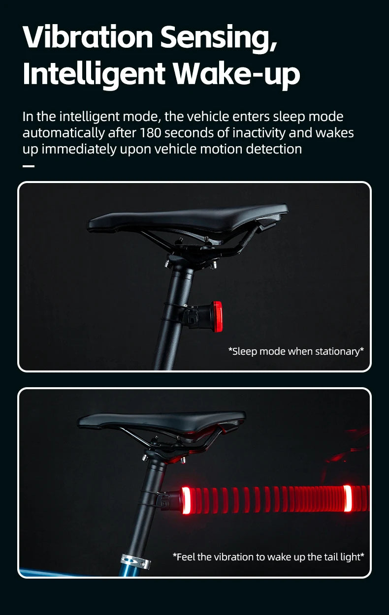 ROCKBROS Smart Bike Tail Light Bicycle Rear Lights IPX6 Waterproof