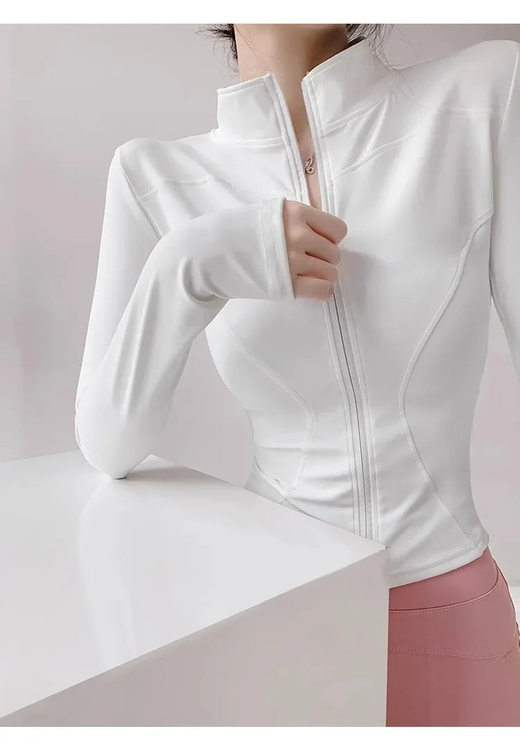 Sun Quick Drying Sports Coat Women's Tight Top Yoga Jacket Long