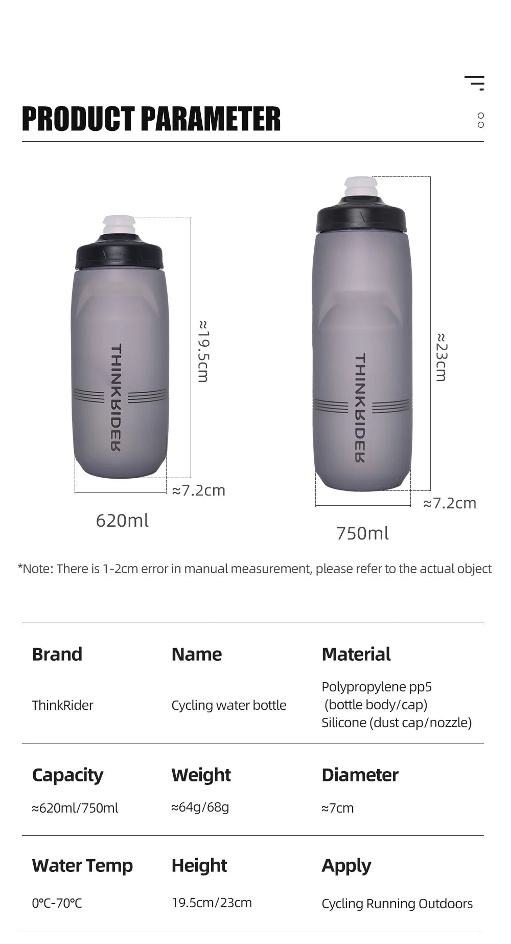 ThinkRider Bycicle Bottle MTB Road Bike Water