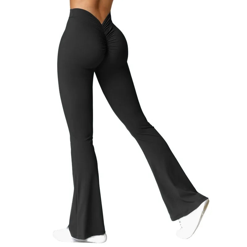 Micro Horn Leggings Women V-back Waist Sports Pants High Waist Push Up