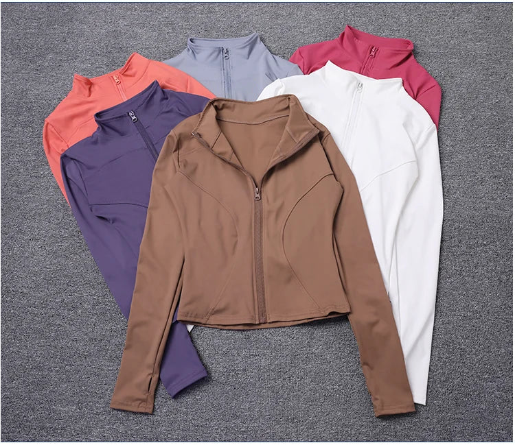 Women Sport Jacket Long Sleeve Shirt Workout Coat Gym