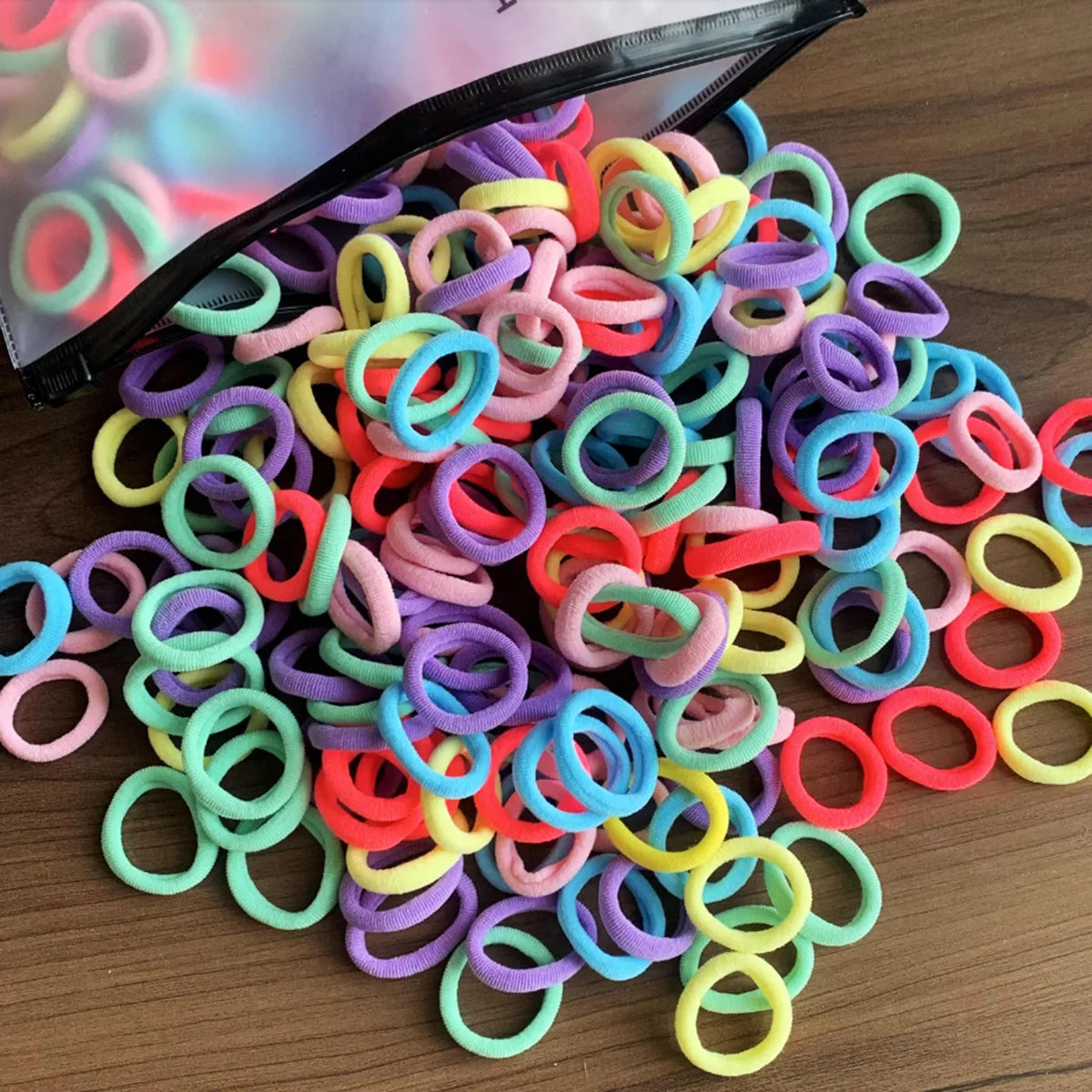 50/100Pcs Colorful Nylon Hair Bands for Children Scrunchie Hair Ties Rubber