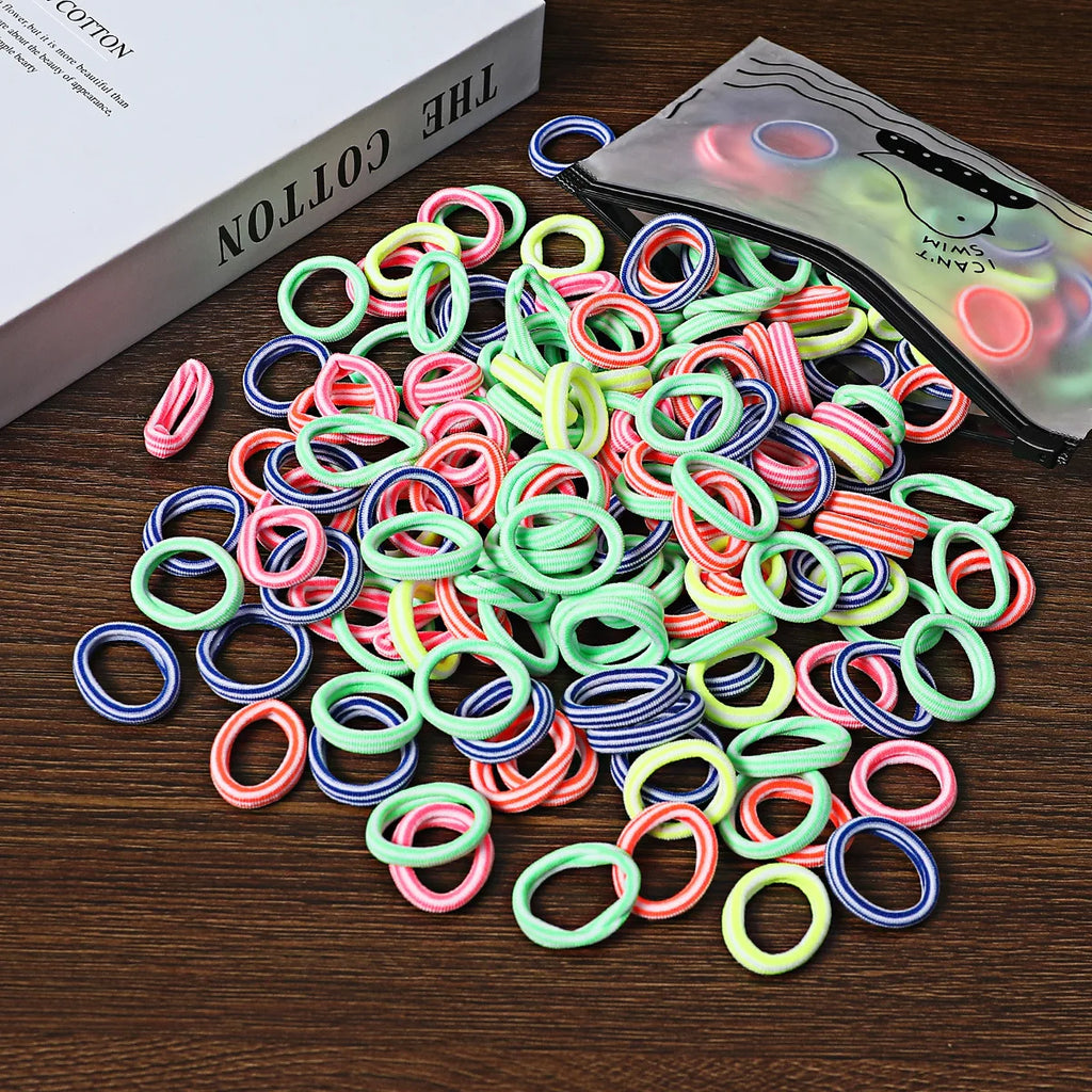 50/100Pcs Colorful Nylon Hair Bands for Children Scrunchie Hair Ties Rubber