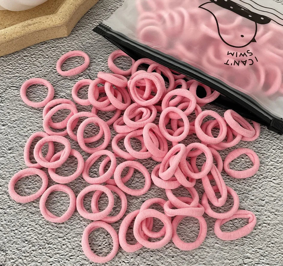 50/100Pcs Colorful Nylon Hair Bands for Children Scrunchie Hair Ties Rubber