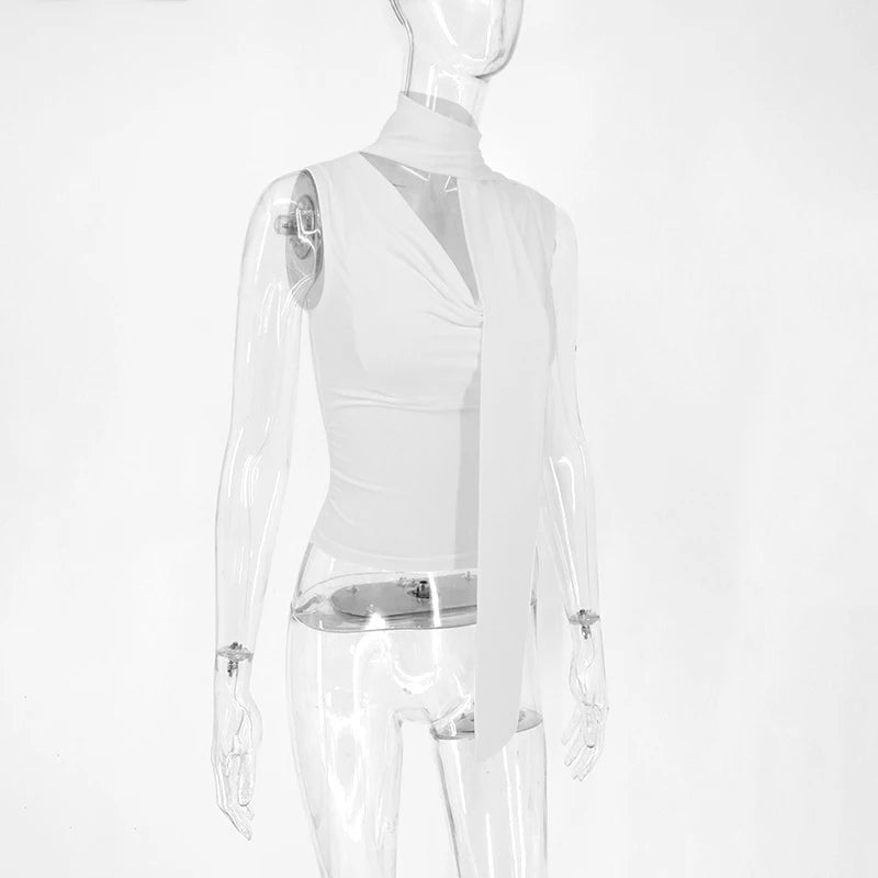 Women's Sexy Sleeveless V-Neck Solid Tank Top Fashion Bandage